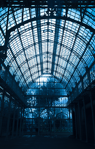 RECEPTION: # The cyanotype of a crystal cathedral (Giardino dell'Orticultura, Florence, Tuscany).